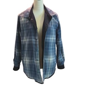 Love Tree Women's L Reversible Wide Wale Corduroy and Flannel Shacket Pockets